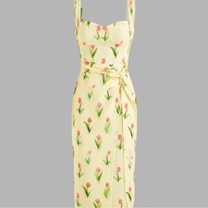 FLORAL TWIST FRONT CORSET DRESS